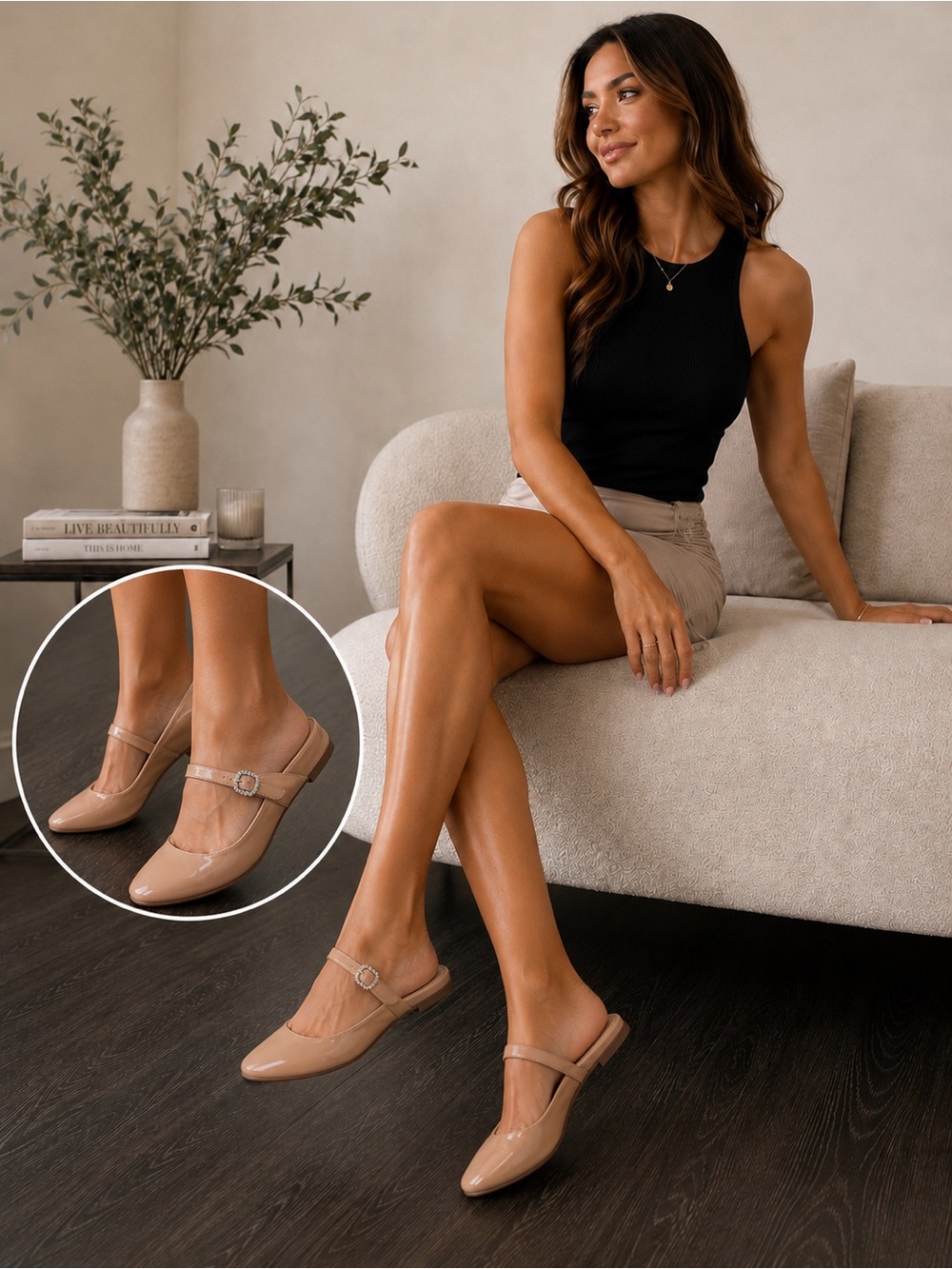 J. Crew Blair Patent Nude Mary-Jane Mule Clogs with Buckle. Popular Item.